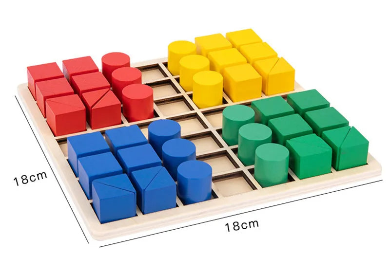 Montessori Geo Puzzle – Wooden Learning Game with Colourful Shapes & Pattern Cards (Ages 3+)
