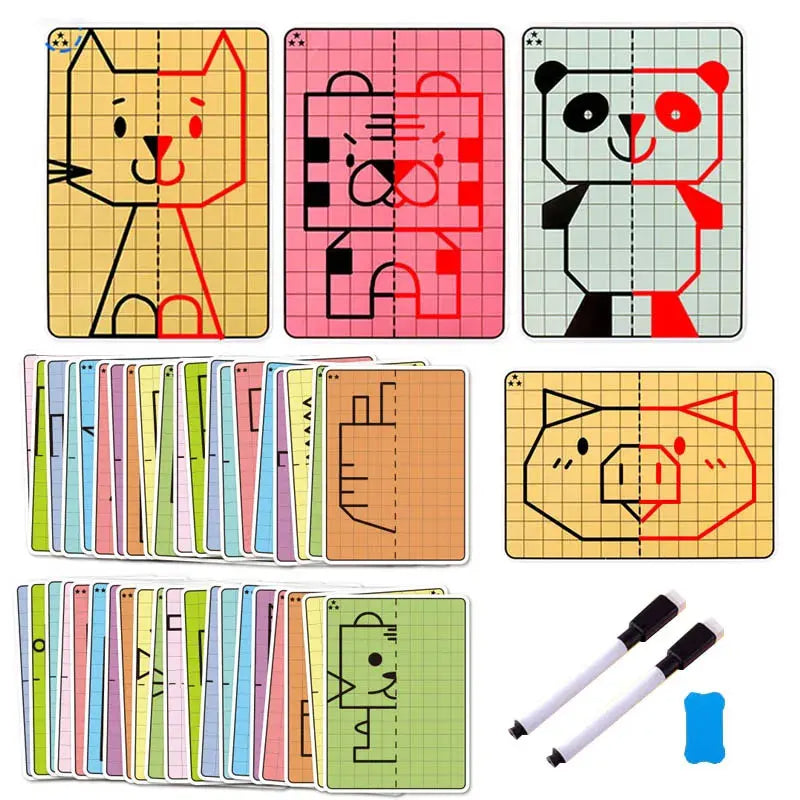 Symmetry Drawing Cards for Kids – Reusable Learning Game for Drawing & Focus