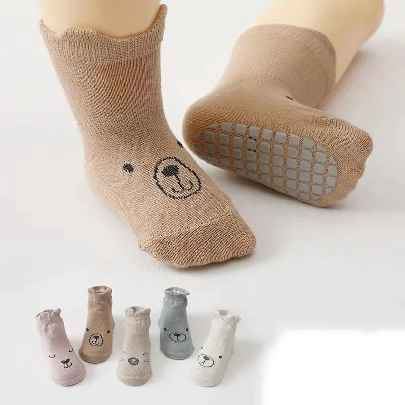 5-Pack Baby Grip Socks – Non-Slip Crawling Socks with Cute Animal Designs