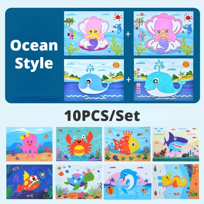 Creative 3D EVA Sticker Craft Set – Stick & Colour Fun for Kids