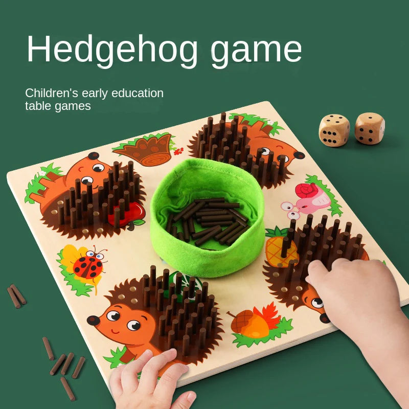 Wooden Hedgehog Peg Game – Educational Family Game for Kids (Ages 3+)
