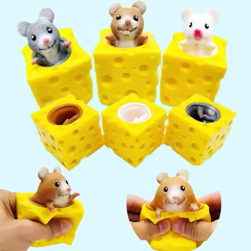 Funny Cheese Toy with Pop-Up Mice – Stress Relief Fidget