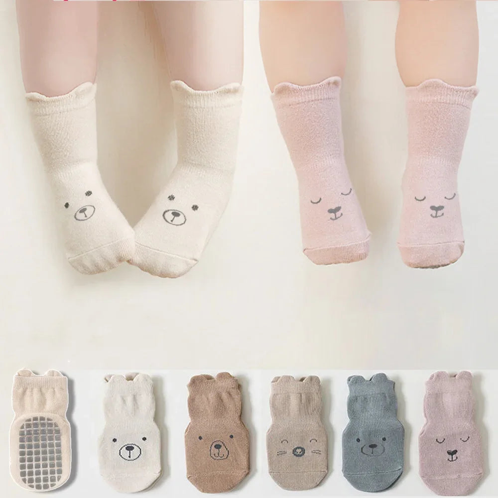 5-Pack Baby Grip Socks – Non-Slip Crawling Socks with Cute Animal Designs