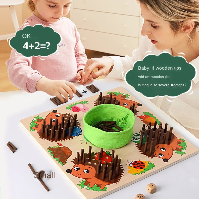 Wooden Hedgehog Peg Game – Educational Family Game for Kids (Ages 3+)