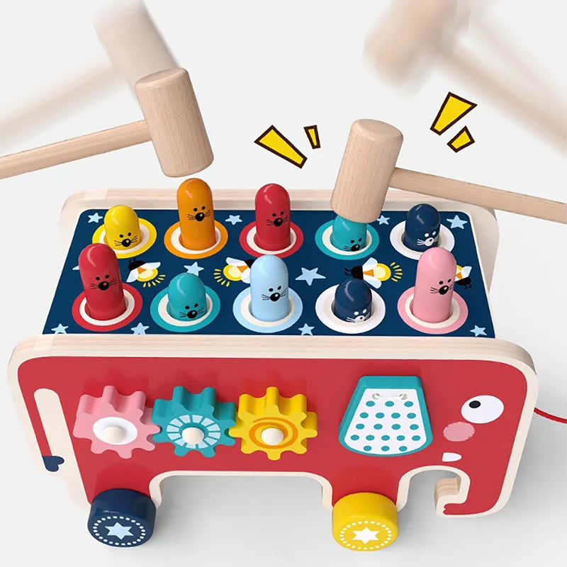 Montessori-Inspired Wooden Activity Toy – The Colourful Elephant Bus Full of Learning Fun