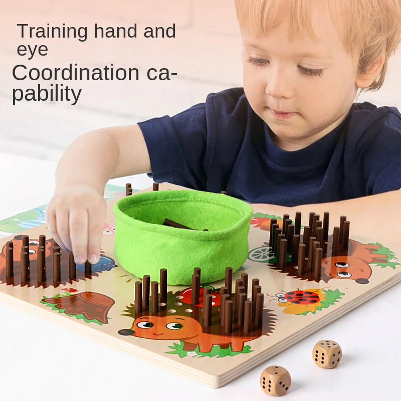 Wooden Hedgehog Peg Game – Educational Family Game for Kids (Ages 3+)