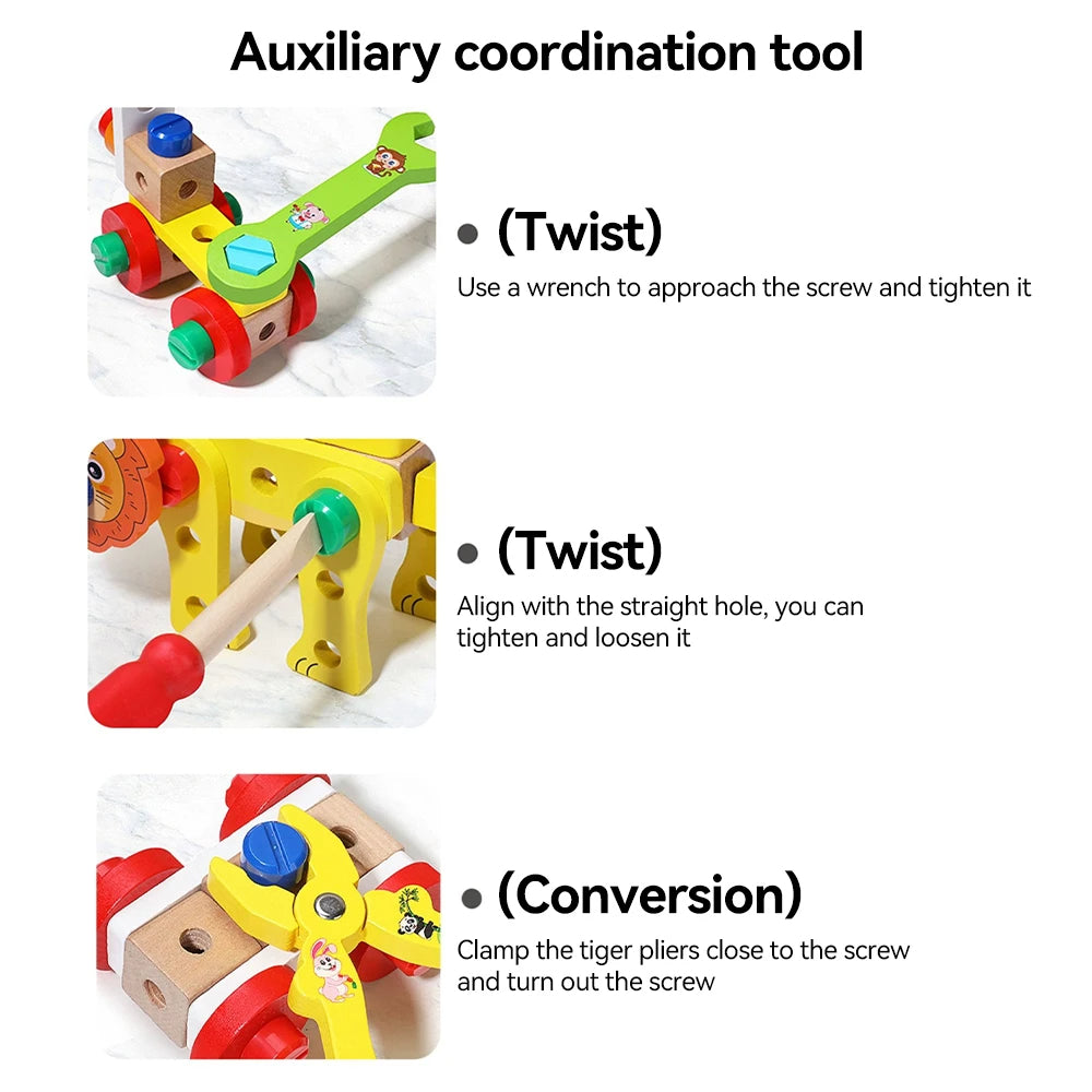 Montessori Wooden Toolbox – Animals & Vehicles (Ages 3+)