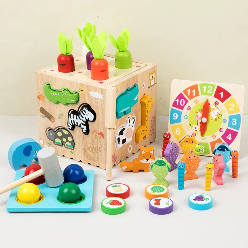 8-in-1 Montessori Wooden Activity Cube