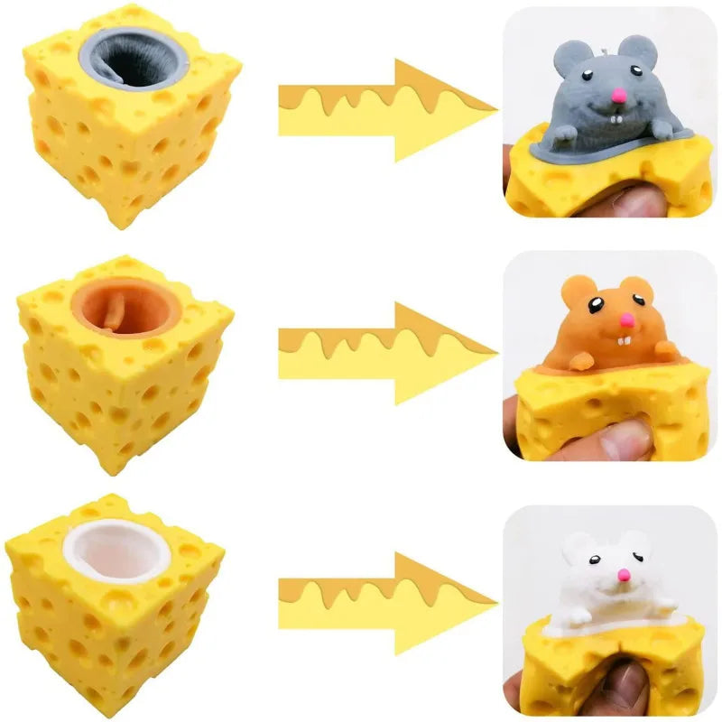 Funny Cheese Toy with Pop-Up Mice – Stress Relief Fidget