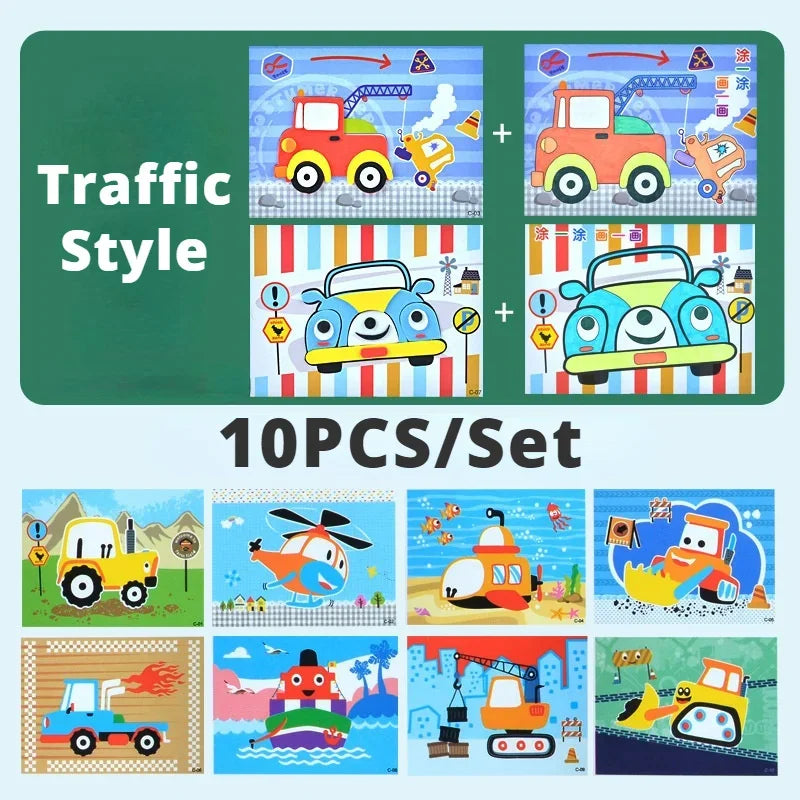 Creative 3D EVA Sticker Craft Set – Stick & Colour Fun for Kids