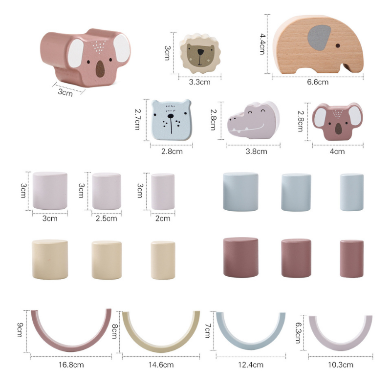 Montessori Elephant Wooden Building Blocks