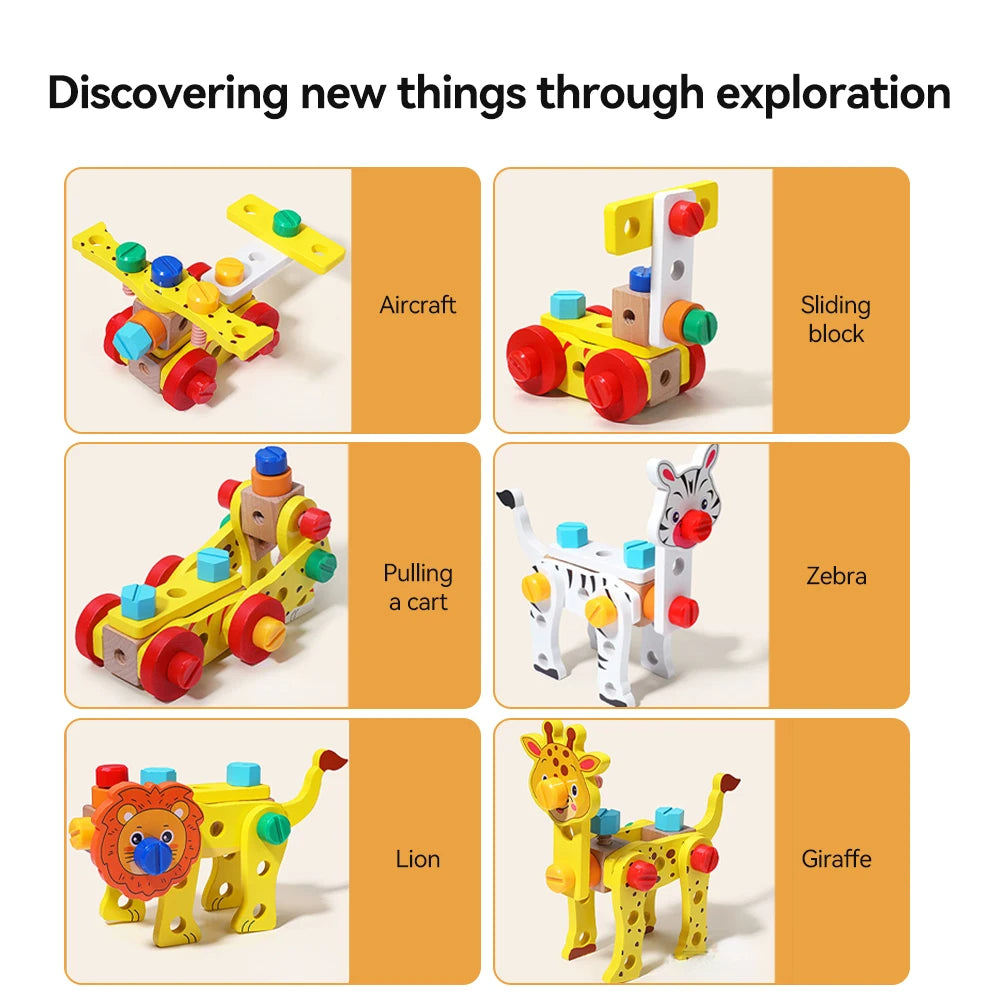 Montessori Wooden Toolbox – Animals & Vehicles (Ages 3+)