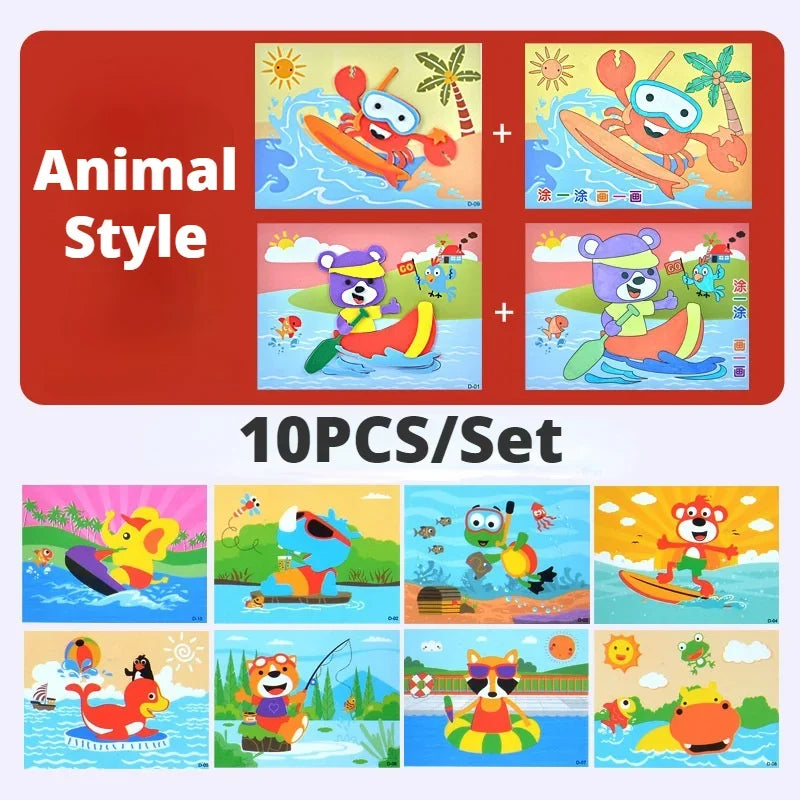 Creative 3D EVA Sticker Craft Set – Stick & Colour Fun for Kids