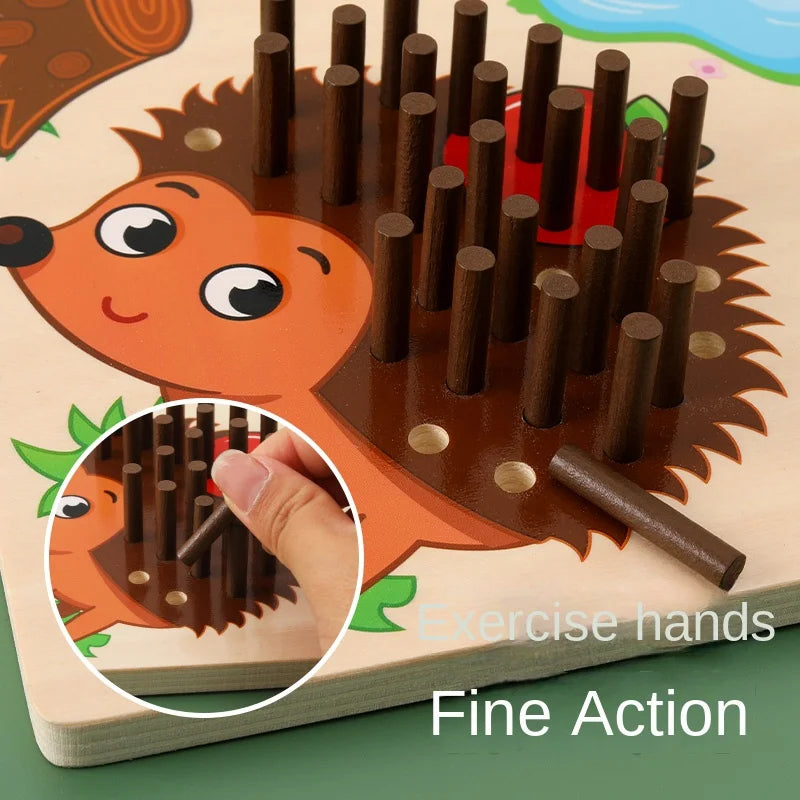 Wooden Hedgehog Peg Game – Educational Family Game for Kids (Ages 3+)