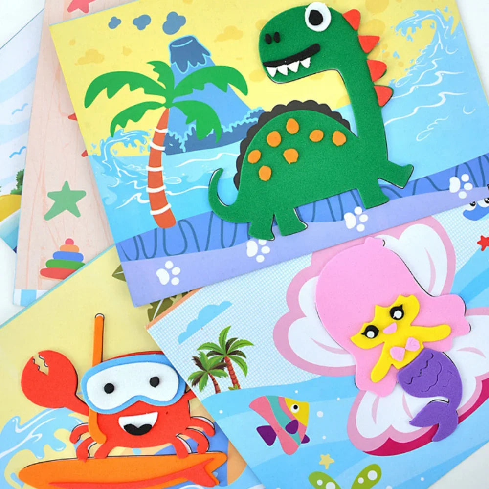 Creative 3D EVA Sticker Craft Set – Stick & Colour Fun for Kids