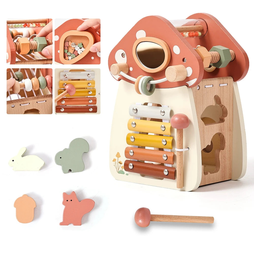 Montessori Activity Cube - 5-in-1 Wooden Learning Toy