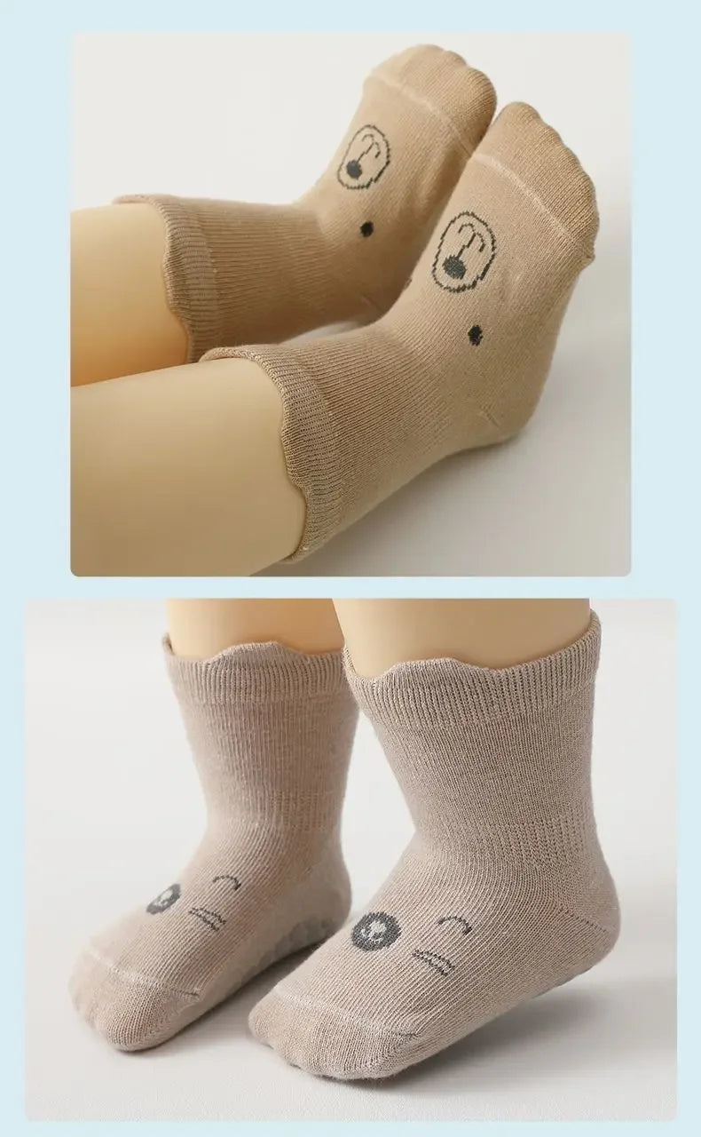 5-Pack Baby Grip Socks – Non-Slip Crawling Socks with Cute Animal Designs