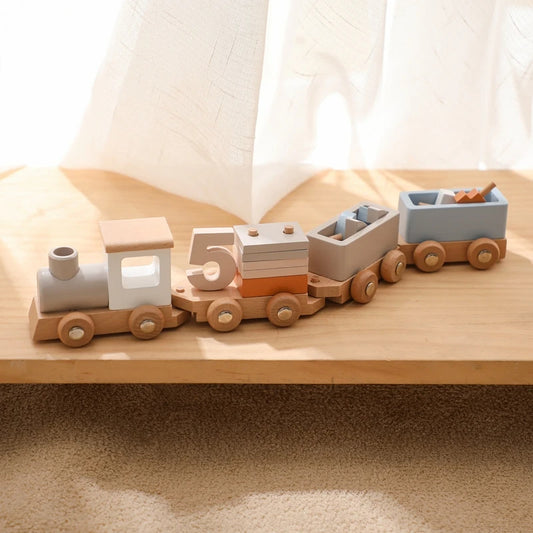 Wooden Birthday Train with Numbers – Decorative, Educational & Beautifully Designed