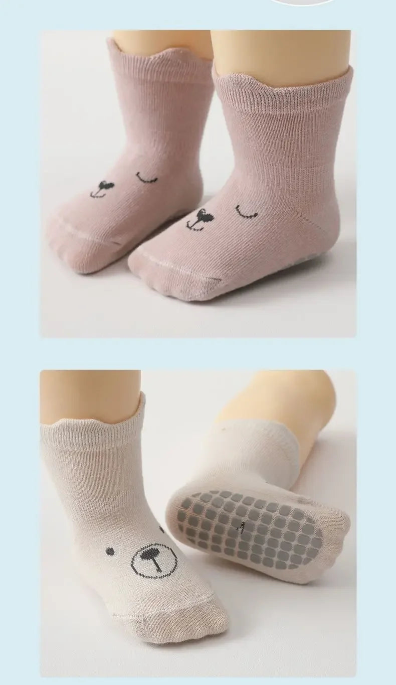 5-Pack Baby Grip Socks – Non-Slip Crawling Socks with Cute Animal Designs