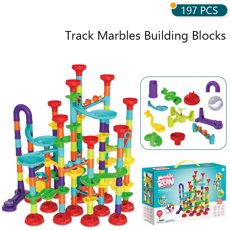 Colourful Marble Run Building Set – For Little Builders (45–197 Pieces)
