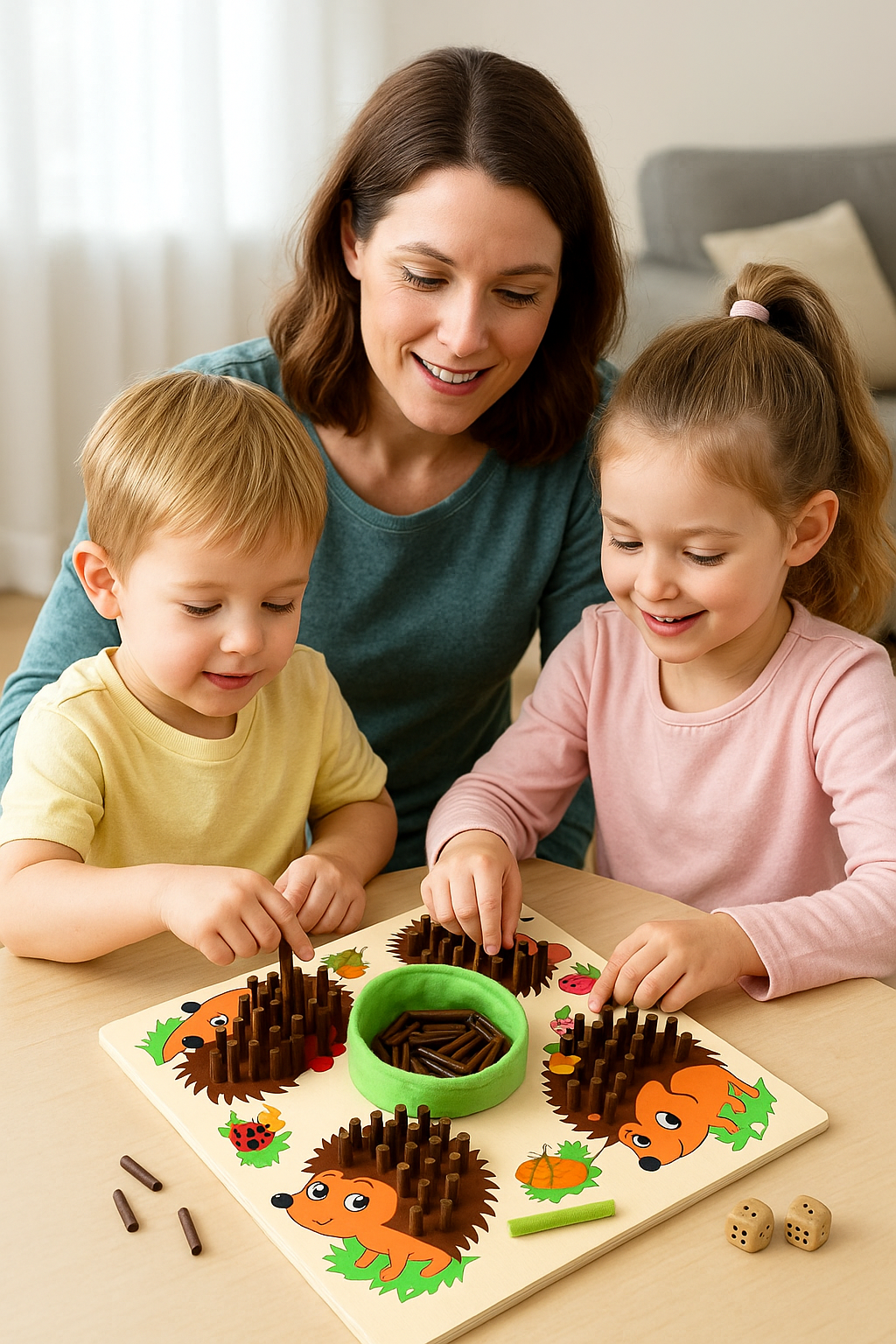 Wooden Hedgehog Peg Game – Educational Family Game for Kids (Ages 3+)