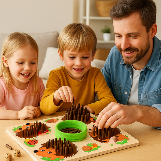 Wooden Hedgehog Peg Game – Educational Family Game for Kids (Ages 3+)