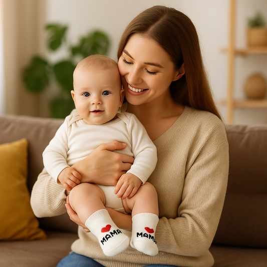 Baby Cotton Socks “I ❤️ Mum & Dad” – Soft, Cute & Cosy
