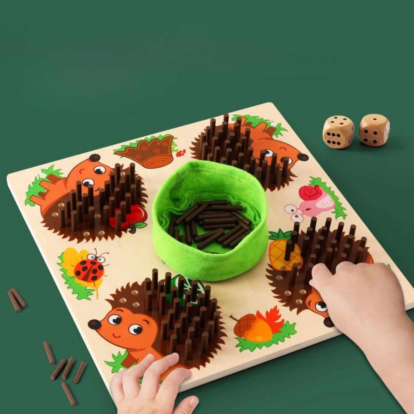 Wooden Hedgehog Peg Game – Educational Family Game for Kids (Ages 3+)