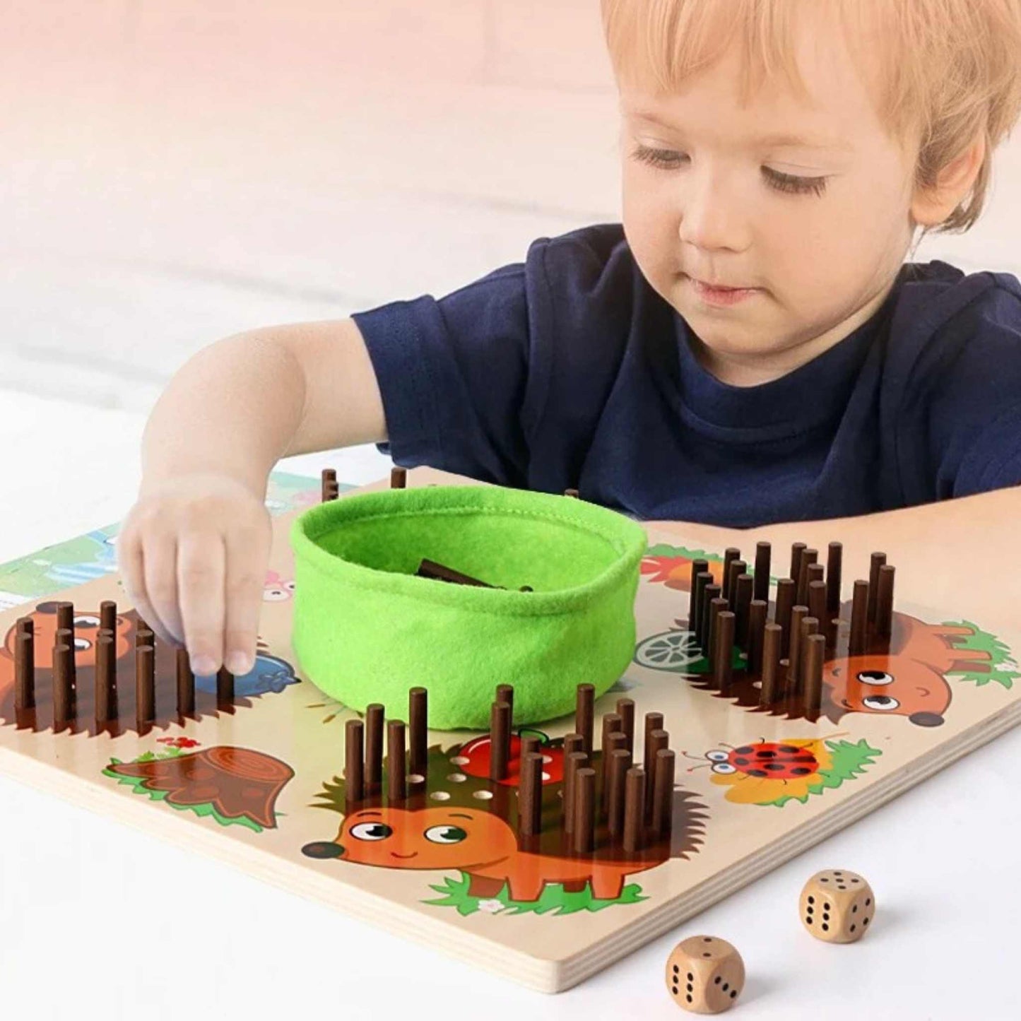 Wooden Hedgehog Peg Game – Educational Family Game for Kids (Ages 3+)