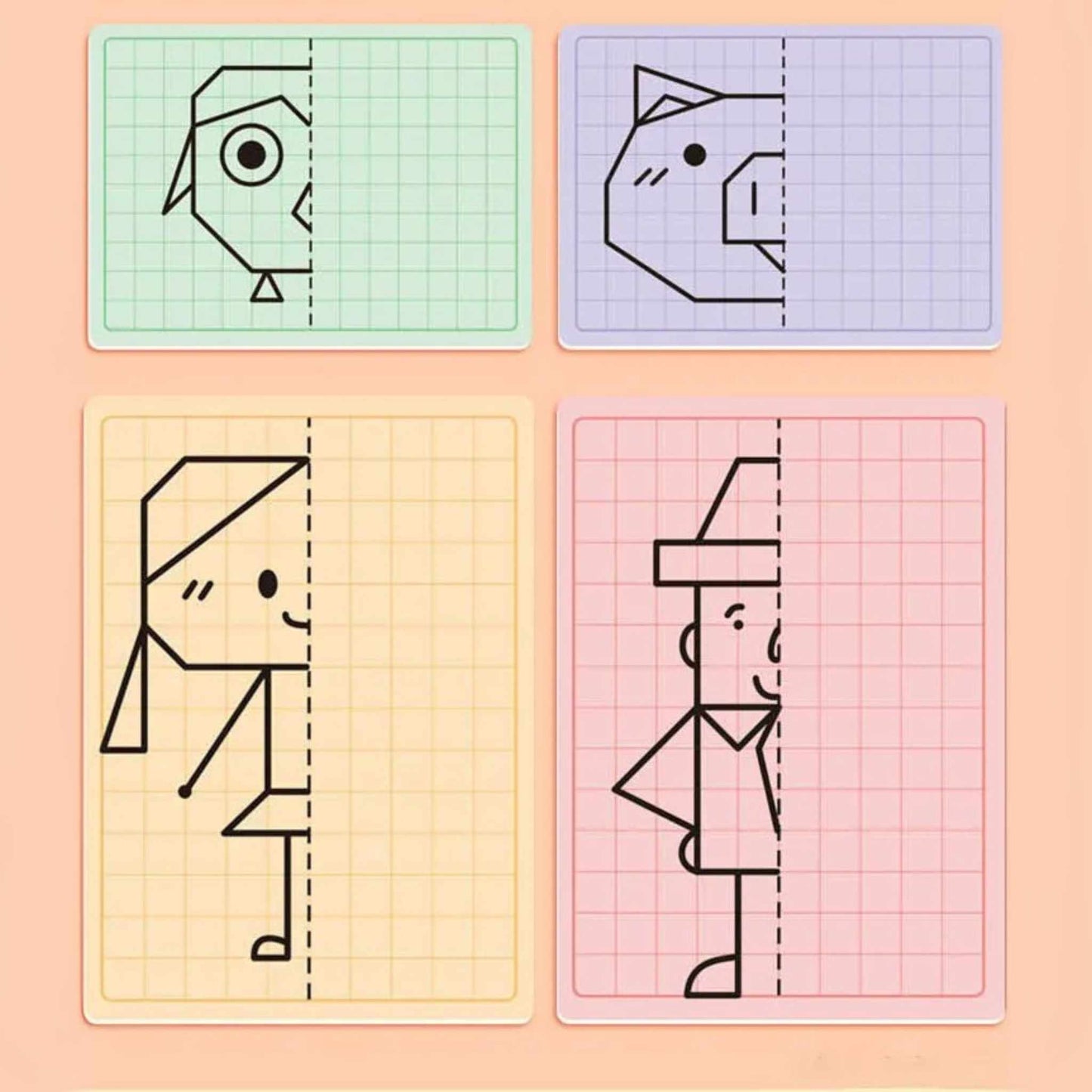 Symmetry Drawing Cards for Kids – Reusable Learning Game for Drawing & Focus