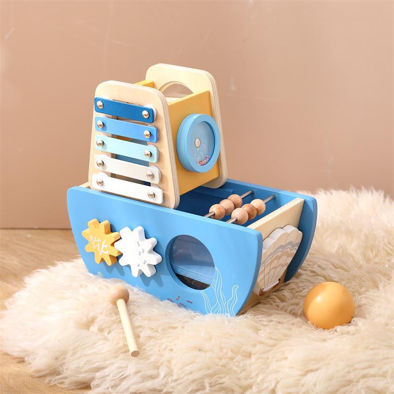 Montessori Wooden Boat 5-in-1 Toy Set (Ages 1–5)