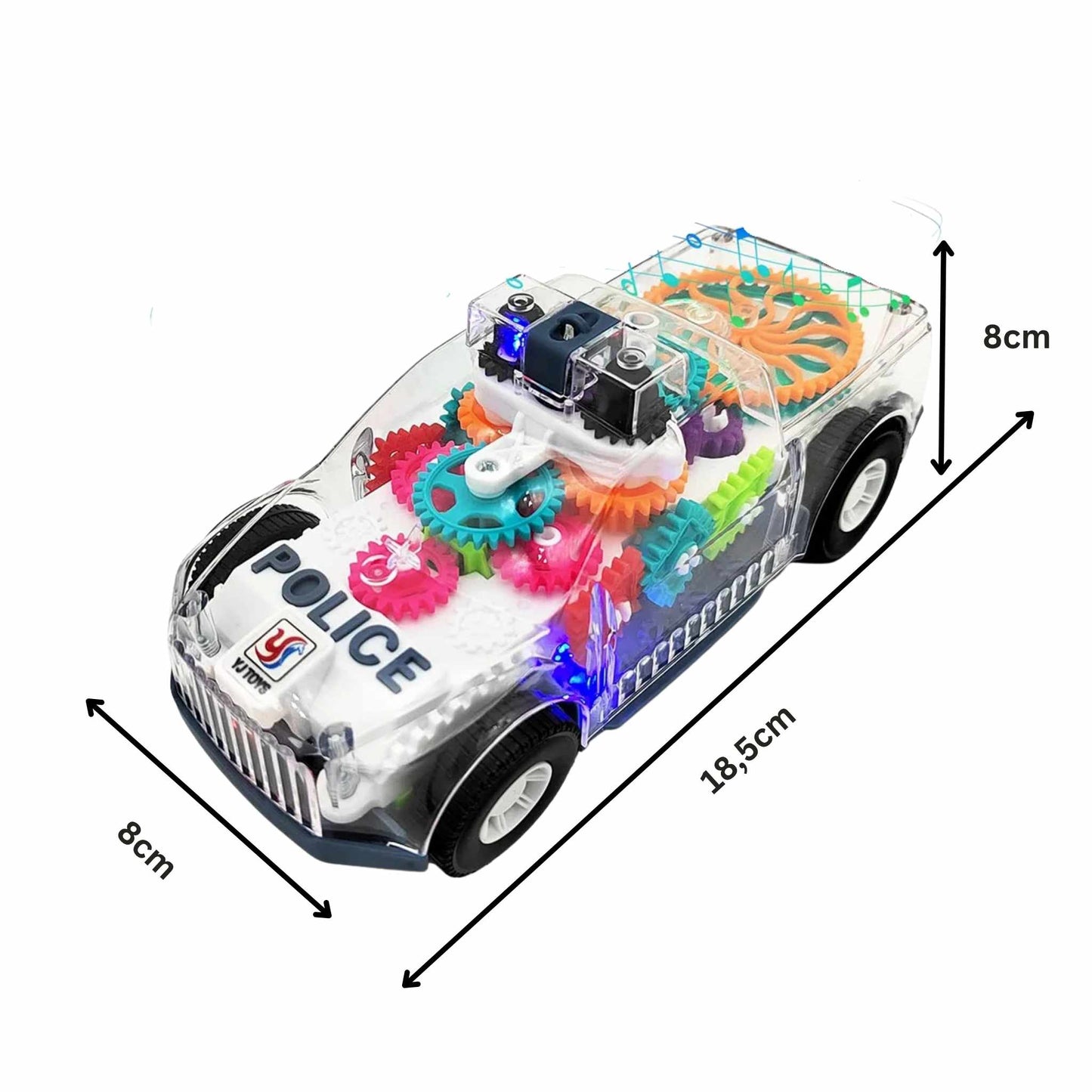 Light-Up Gear Car with Music & Movement – Police or Sport Edition (Ages 2–5+)